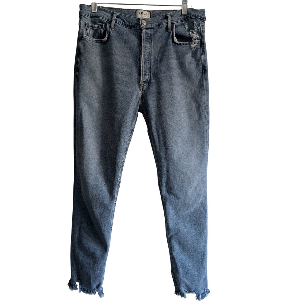 AGOLDE Nico High Rise Slim‎ Rooted Distressed Raw Hem Jeans Women's 32 - Picture 2 of 16